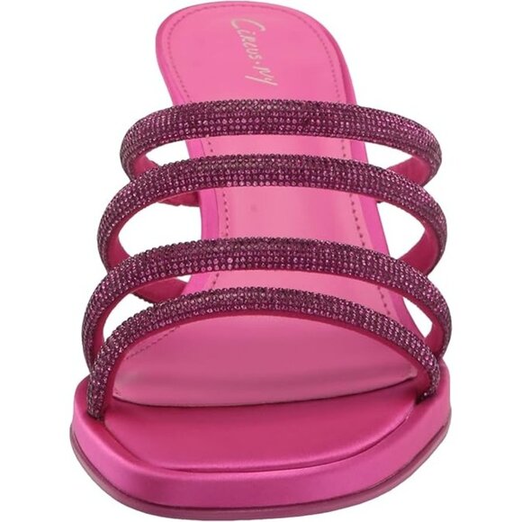 Circus NY Women's Heddie Strappy Rhinestone Flare Heel Mules - Picture 2 of 7